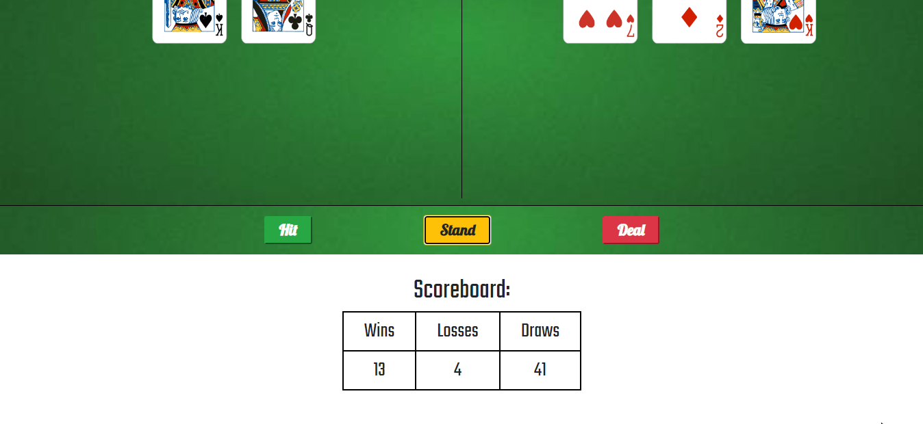 Simple Black Jack Card Game in JavaScript Free Source Code SourceCodester